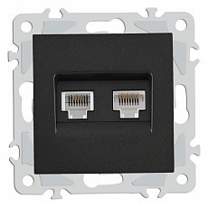 Розетка двойная rj-11 и ethernet rj-45, без рамки arte milano am-206 206.44-1.black